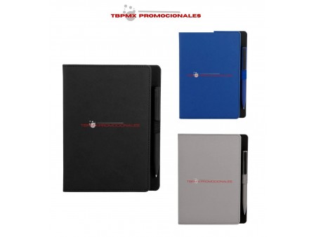 Libreta curpiel 80 hojas rayadas con boligrafo acabado rubber kiona promocional