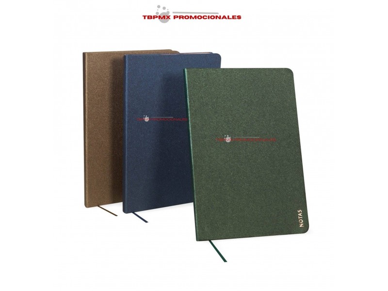 Libreta ecologica 80 hojas rayadas canto color rose gold pasta destellos metalizados andika promocional