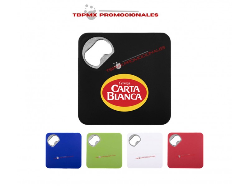Portavasos plastico forma cuadrada con destapador truman promocional