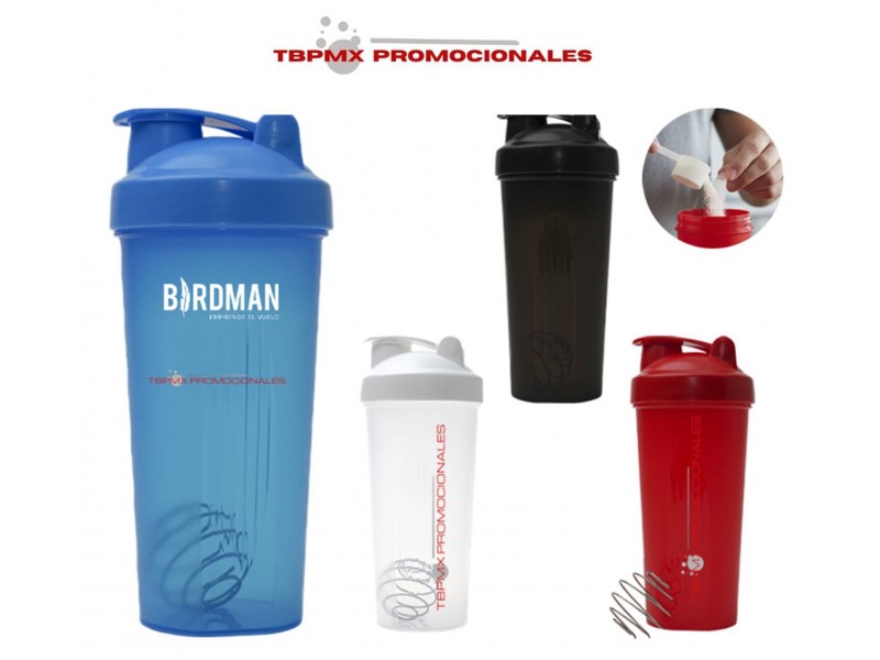 Cilindro shaker plastico 600 ml esfera agitadora metalica atlas promocional