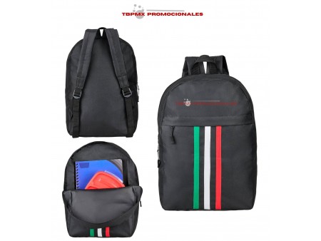 Mochila poliester tiras tricolor casillas promocional