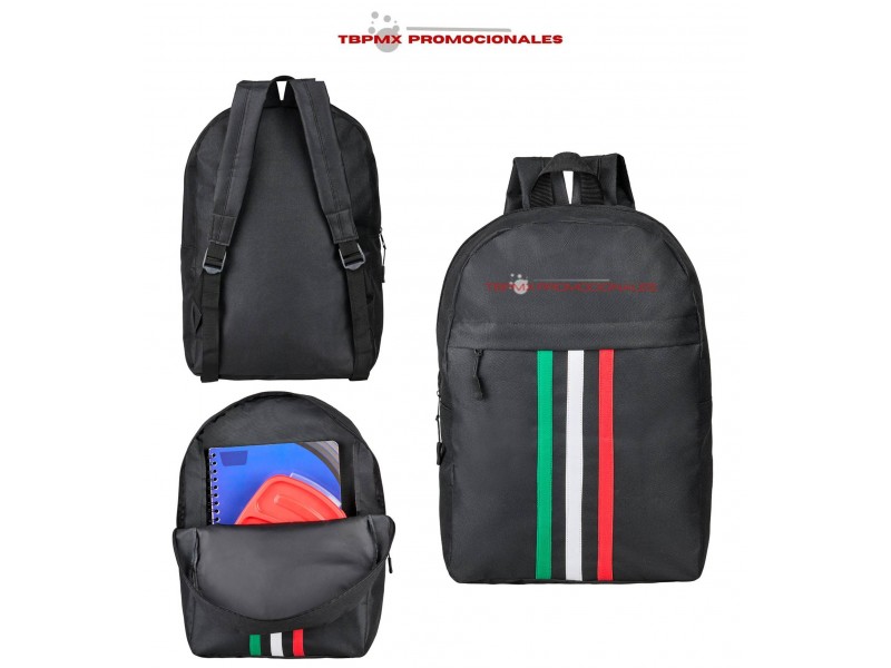 Mochila poliester tiras tricolor casillas promocional