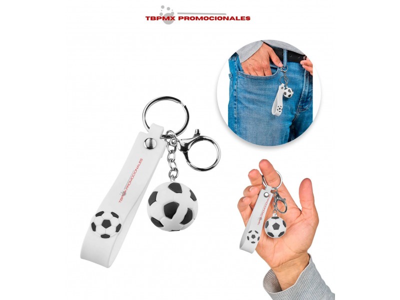 Llavero metalico pelota de soccer gancho regate promocional