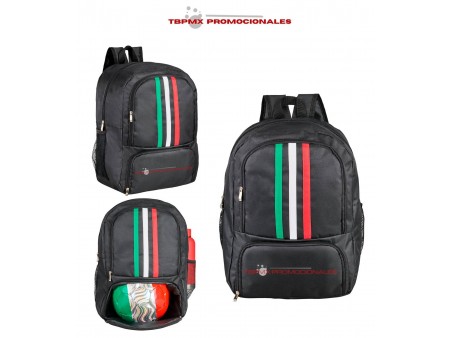 Mochila poliester acolchada franjas tricolor rivaldo promocional