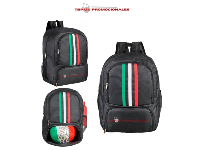Mochila poliester acolchada franjas tricolor rivaldo promocional