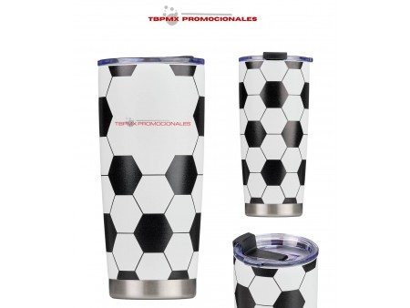 Vaso termico acero inoxidable doble pared impresion balon soccer tapa capitan promocional