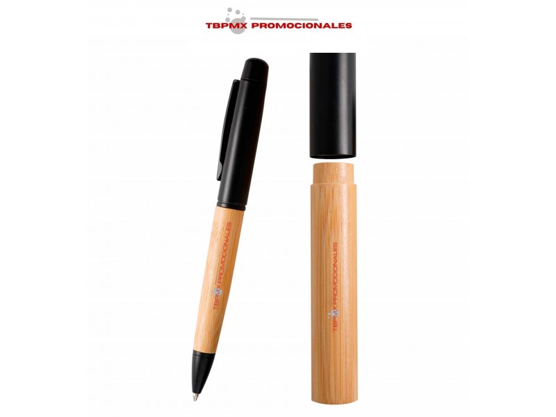 Boligrafo ecologico bambu con estuche de bambu sutun promocional