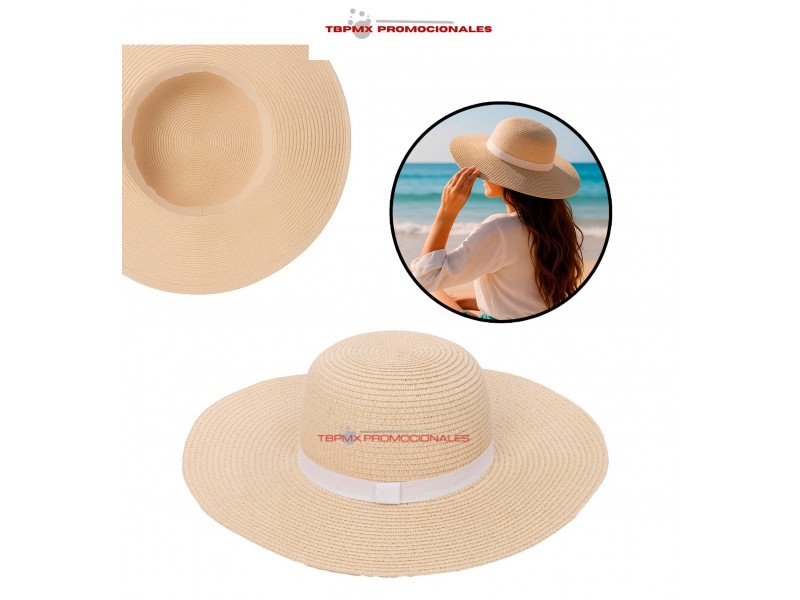 Sombrero de paja de papel con cinta jeju promocional