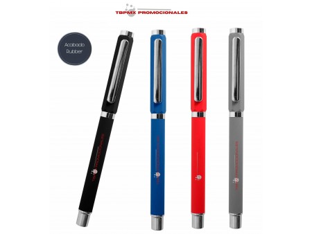 Boligrafo metalico rubber punto roller hexagonal tula promocional