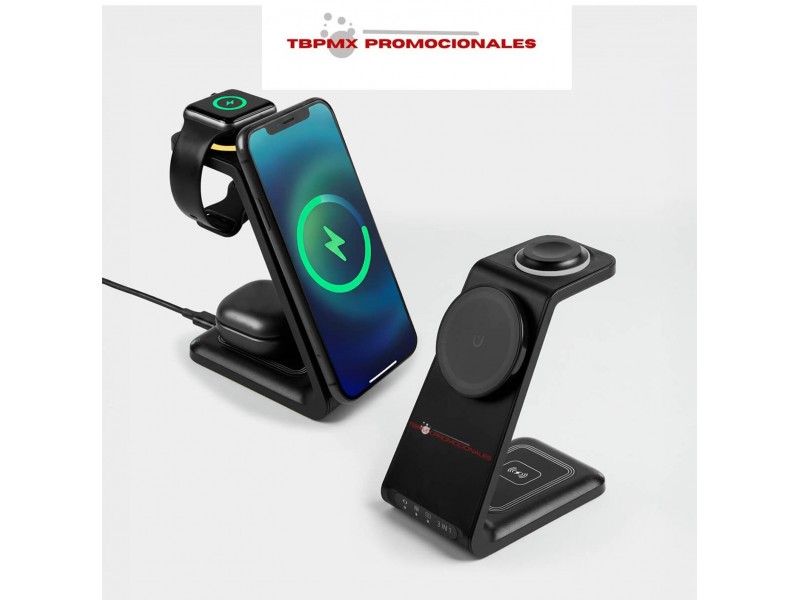 Cargador inalambrico triple funcion 15 w nomai promocional