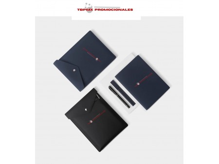 Set libreta regla boligrafo sobre curpiel leki promocional