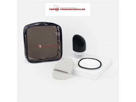Set de limpieza facial con estuche de pvc transparente neris promocional