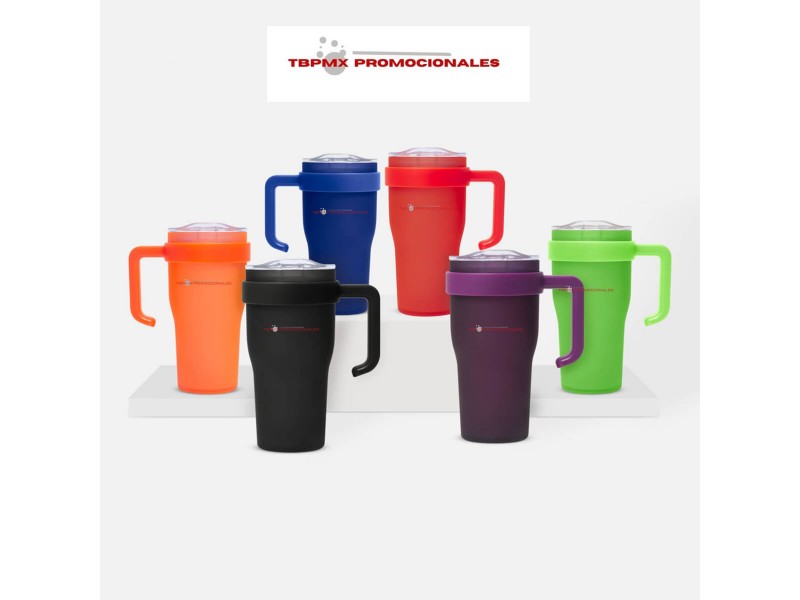 Taza tarro plastico 600 ml tapa valvula de seguridad tromso promocional
