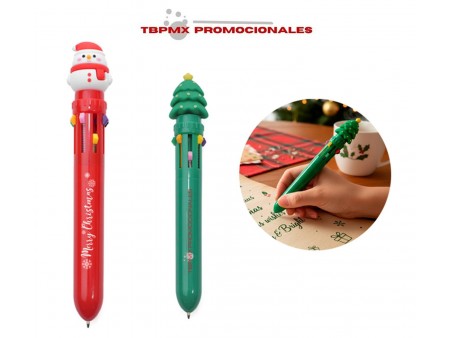 Boligrafo plastico multitintas figura navideña Chrismatik promocional