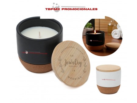 Vela decorativa de cera blanca fragancia de vainilla serenity promocional