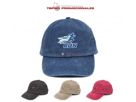 Gorra de algodon 6 gajos acabado deslavado indie promocional