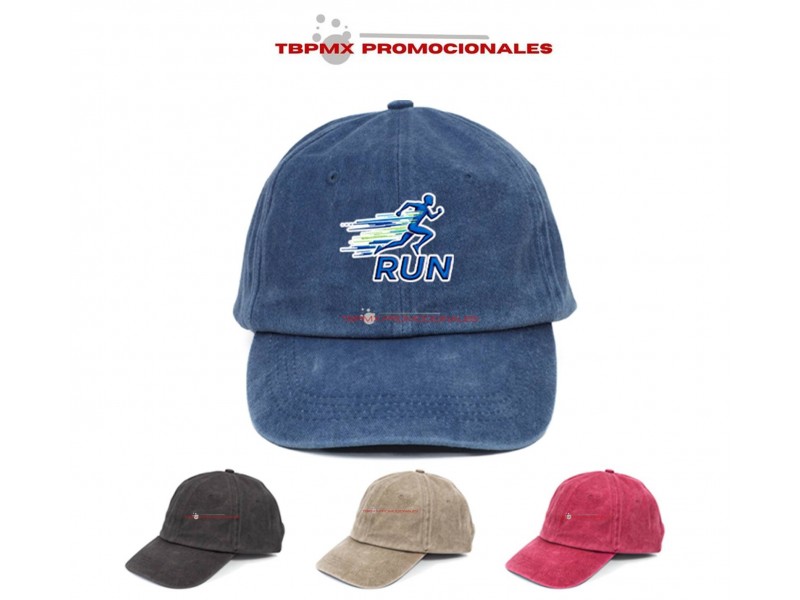 Gorra de algodon 6 gajos acabado deslavado indie promocional