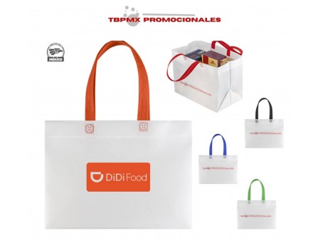 Bolsa ecologica termosellada asa color fuelle extra ancho delivery promocional