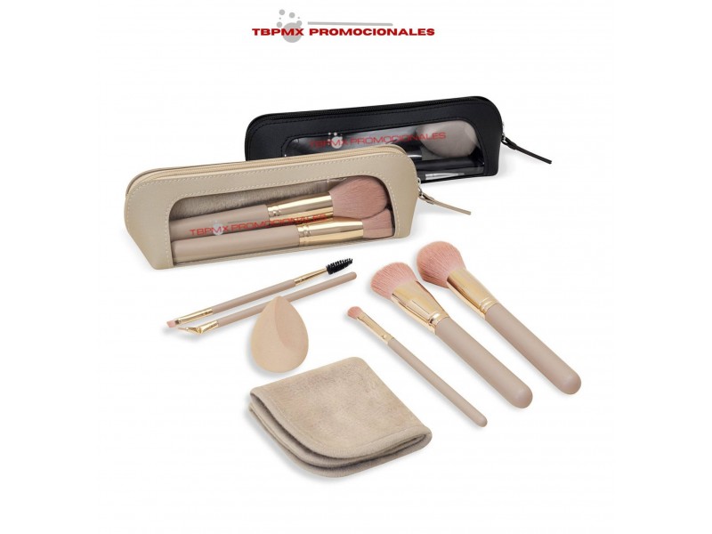 set de maquillaje curpiel pvc  brochas romina promocional