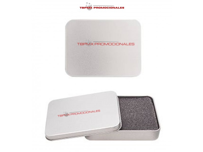 Estuche metalico jumbo con esponja para memoria usb promocional