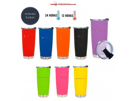 Vaso termo termico acero inoxidable 500 ml doble pared acabado rubber tapa boquilla moscu promocional