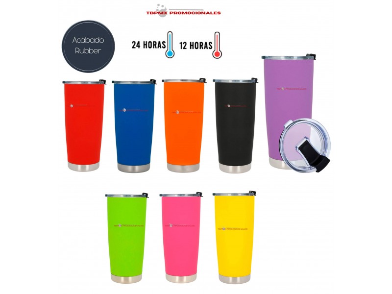 Vaso termo termico acero inoxidable 500 ml doble pared acabado rubber tapa boquilla moscu promocional