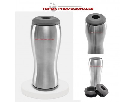 Termo porta latas o botella acero inoxidable 550 ml doble pared tapa intercambiable teramo promocional