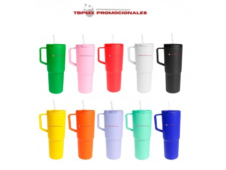 Termo tarro plastico 1500 ml tapa boquilla seguridad popote stan promocional