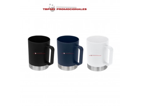 Taza tarro plastico 450 ml base metalica janis promocional