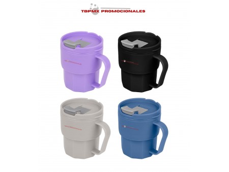 Taza plástica 350 ml tapa presión valvula de seguridad dali promocional