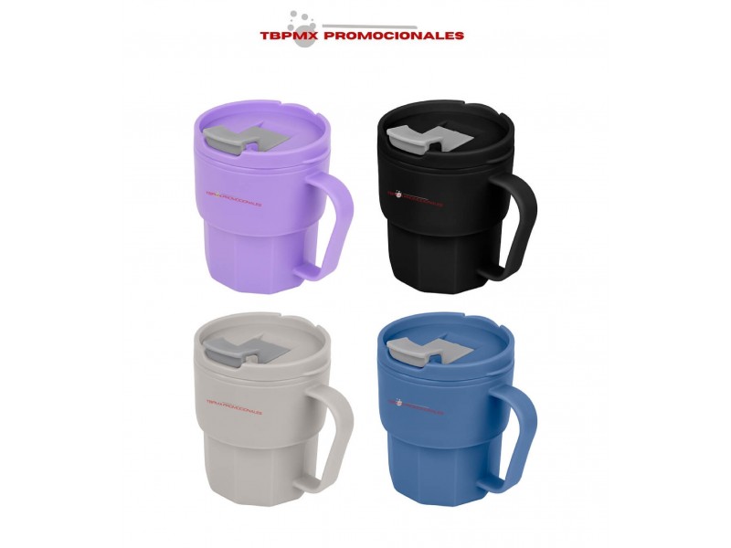 Taza plástica 350 ml tapa presión valvula de seguridad dali promocional