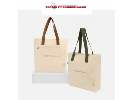 Bolsa ecológica algodón reciclado con fuelle asa de color nurek promocional