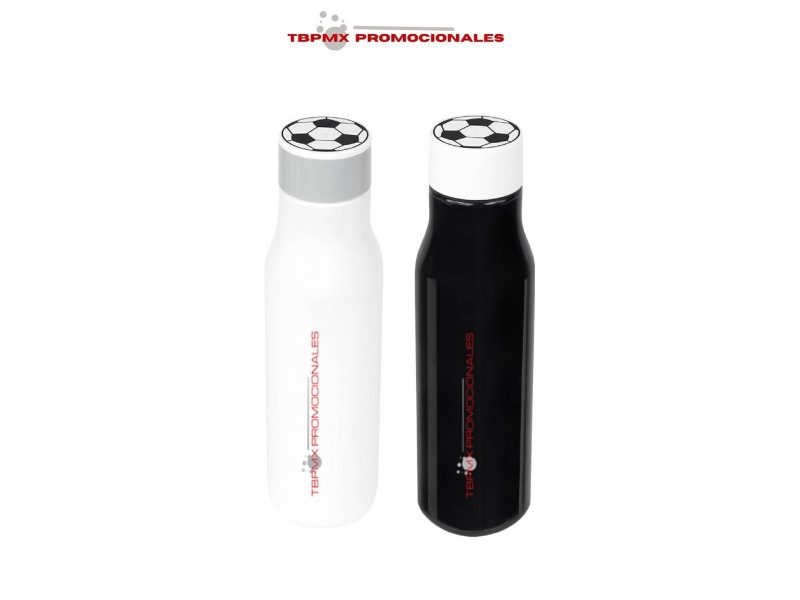 Cilindro anfora plástico 750 ml tipo botella con tapa forma balón soccer promocional