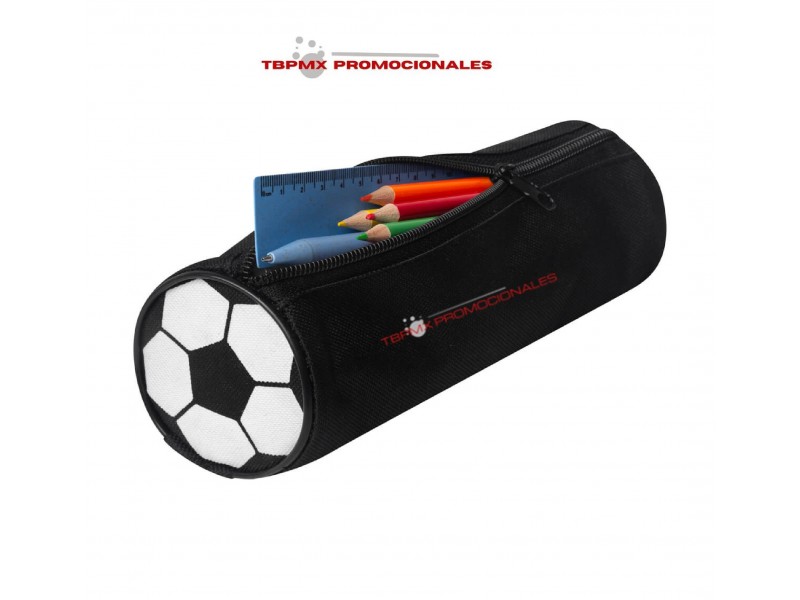 Estuche lapicera poliéster diseño balon soccer promocional