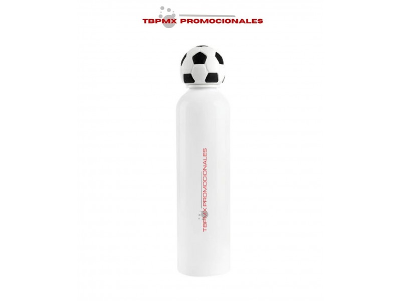 Cilindro anfora metálico 750 ml boquilla plastica tapa balón soccer silicón promocional