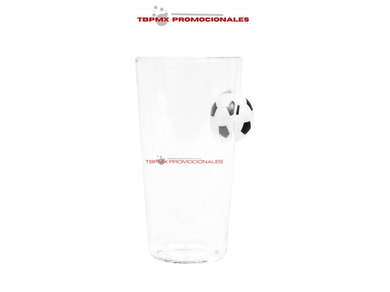 Vaso cervecero vidrio 500 ml figura de balón soccer promocional