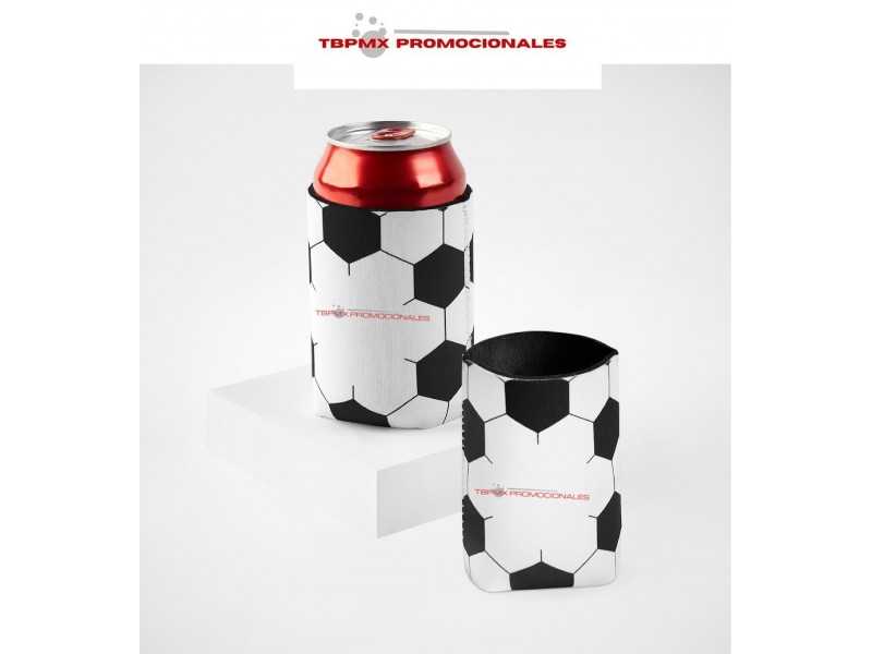 Porta latas neopreno diseño balón futbol soccer promocional