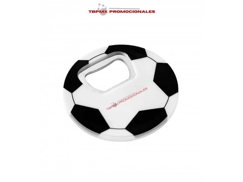Destapador plástico circular en forma de balón futbol soccer promocional