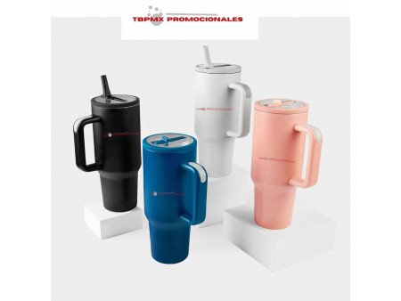 Termo acero inoxidable 1200 ml doble pared boquilla popote drima promocional