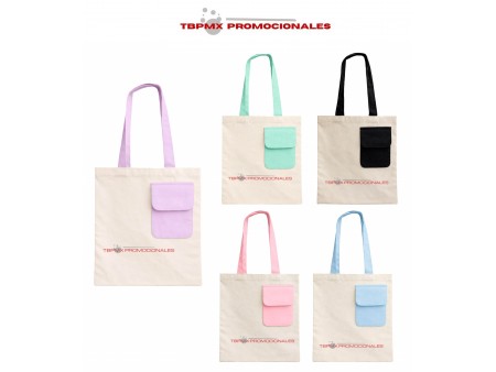 Bolsa ecológica de algodón bolsa frontal color pastel bagu promocional
