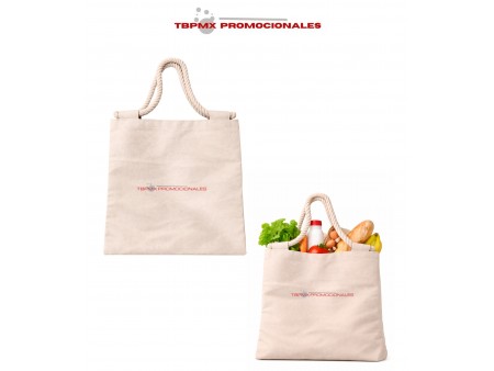 Bolsa ecológica de algodón asas tipo cuerda tino promocional