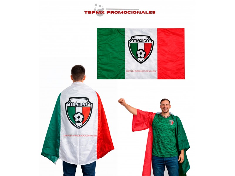 Bandera tricolor con mangas México balam promocional