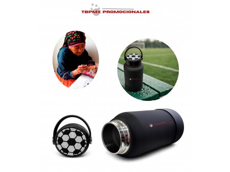 Termo acero inoxidable 660 ml doble pared rubber con silicón chaquiras huichol baalti fut promocional
