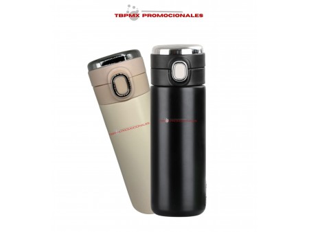 Termo acero inoxidable 420 ml doble pared digital negro promocional