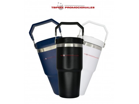Termo acero inoxidable 600 ml doble pared asa popote promocional