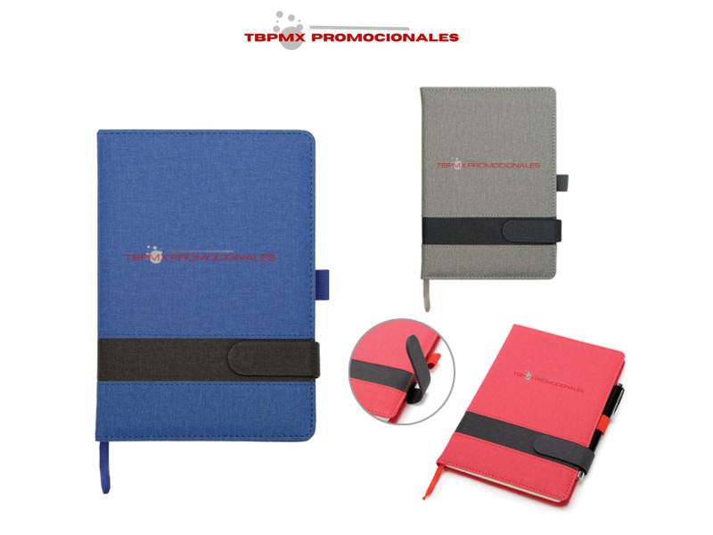 Libreta poliuretano texturizado cintillo magnético 80 hojas rayadas bethoven promocional