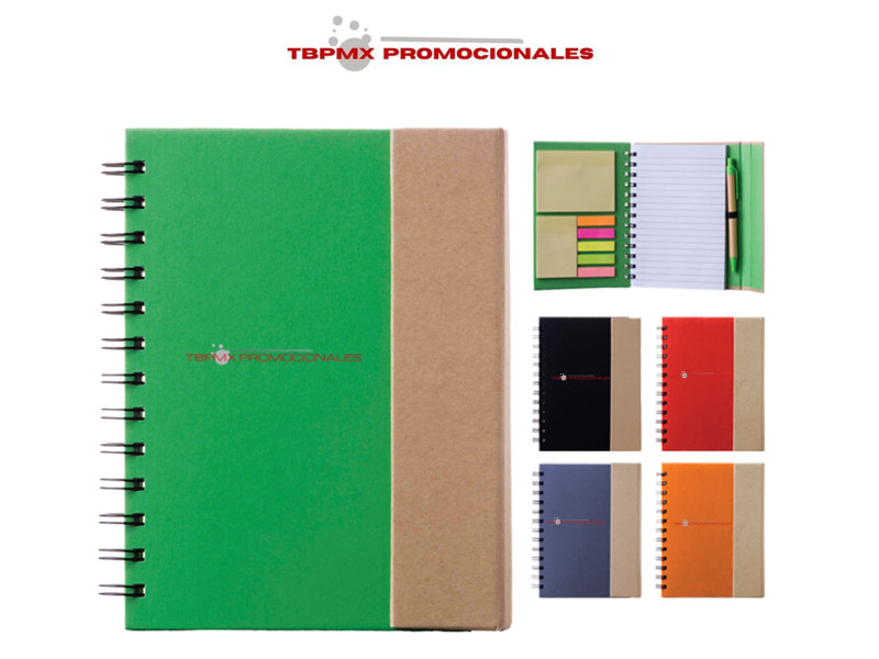 Libreta ecológica espiral metálico 70 hojas rayadas broche magnético con notas minna promocional