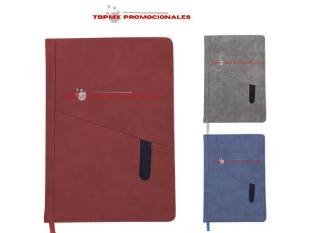 Libreta poliuretano pasta rigida curpiel texturizado 80 hojas rayadas border promocional
