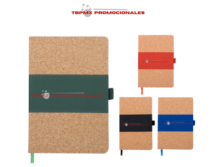 Libreta ecológica pasta rigida corcho detalla curpiel 80 hojas rayadas saudia promocional