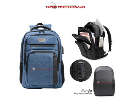 Mochila back pack escolar ejecutiva porta laptop 16 pulgadas puerto usb funda impermeable seul promocional